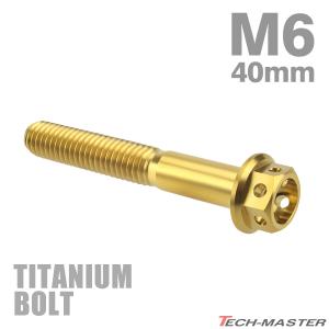 チタンボルト M6×40mm P1.0 六角ボルト キャップボルト フランジ付 ゴールドカラー 1個 JA795