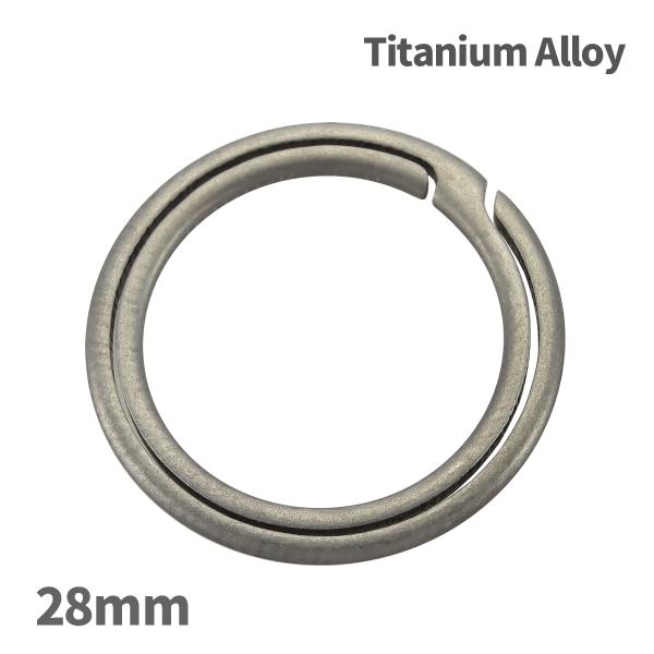 チタン合金製 キーリング 28mm 二重リング 丸型 薄型 キーホルダー カラビナ グレー MG00...