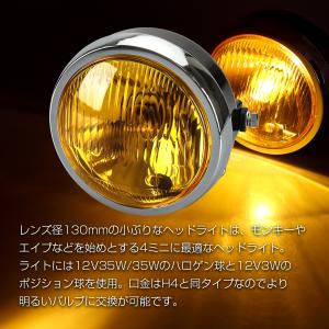 バイク ミニ ヘッドライト イエローレンズ エ...の詳細画像3