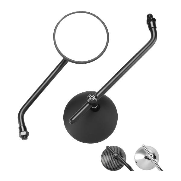 バイク ミラー 丸型タイプ ラウンドミラー 可動式 汎用 左右セット ハーレー用 ステム付き 10m...