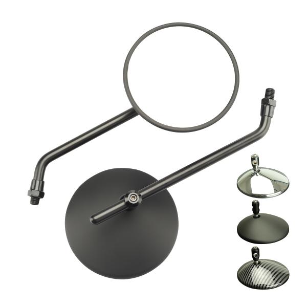 バイク ミラー 丸型タイプ ラウンドミラー 可動式 汎用 左右セット ハーレー用 ステム付き 10m...