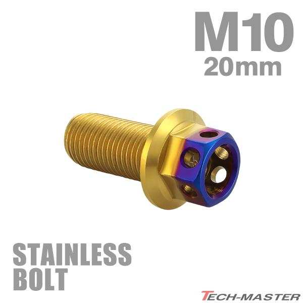 ステンレスボルト M10×20mm P1.25 六角ボルト ヘキサゴンヘッド シルバー×焼きチタンカ...