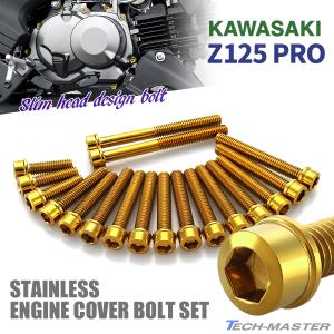 Z125 PRO BR125 エンジンカバー クランクケース ボルト 18本セット ステンレス製 カワサキ車用 ゴールドカラー TB8042｜tmst