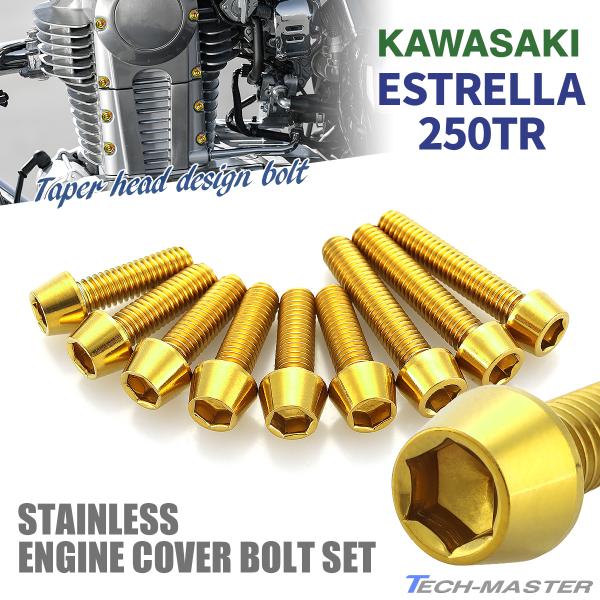 エストレヤ 250TR エンジンヘッドカバー シリンダーヘッドカバー ボルト 9本セット ステンレス...