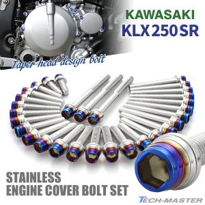 KLX250SR エンジンカバー クランクケース ボルト 30本セット ステンレス製 シルバー×焼きチタンカラー TB8711｜tmst