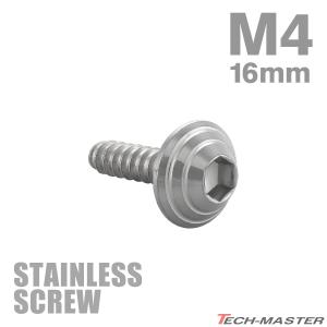 ステンレスネジ M4×16mm タッピングビス 六角穴 シェルヘッド シルバーカラー 1個 TC0077