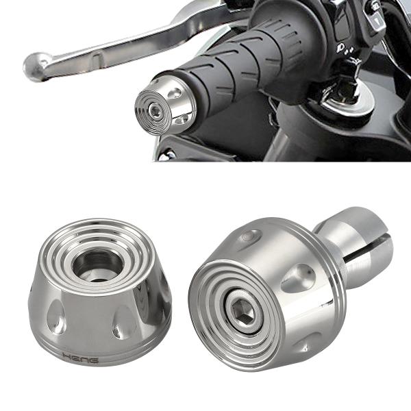 バイク バーエンド キャップ ステンレス グリップエンド ウエイト シルバー 左右セット TH042...