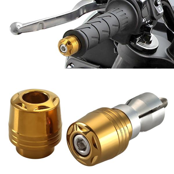バイク バーエンド キャップ ステンレス グリップエンド ロングスターヘッド ゴールド 左右セット ...