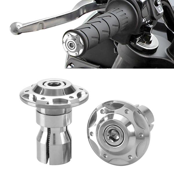 バイク グリップ エンド バーエンド キャップ ステンレス シルバー 左右セット TH0443