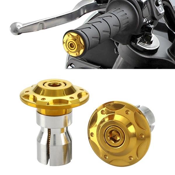 バイク グリップ エンド バーエンド キャップ ステンレス ゴールド 左右セット TH0444