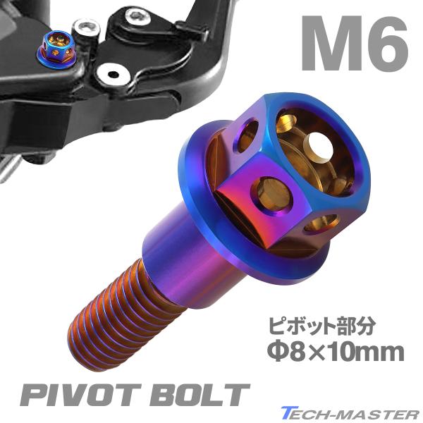 バイク ハンドル レバーボルト ピボットボルト Φ8×10mm M6×14mm ステンレス 焼きチタ...