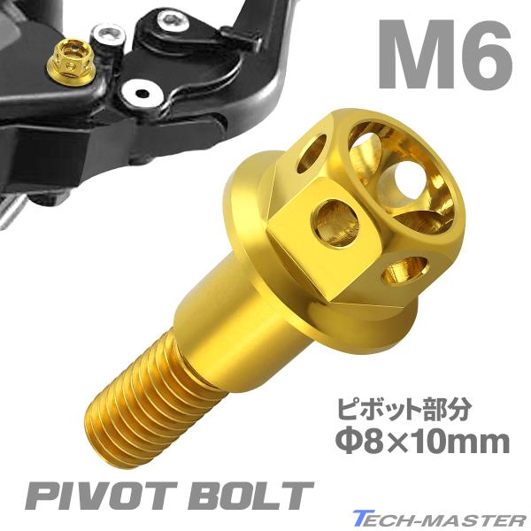 バイク ハンドル レバーボルト ピボットボルト Φ8×10mm M6×13mm ステンレス ゴールド...