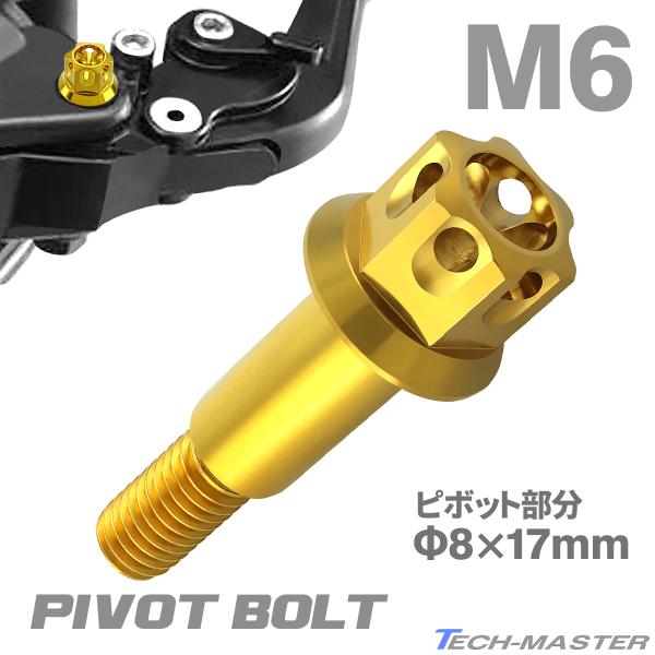 バイク ハンドル レバーボルト ピボットボルト Φ8×17mm M6×13mm ステンレス ゴールド...