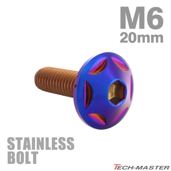 ステンレスボルト M6×20mm P1.0 ボタンボルト スターヘッド 焼きチタンカラー TR003...