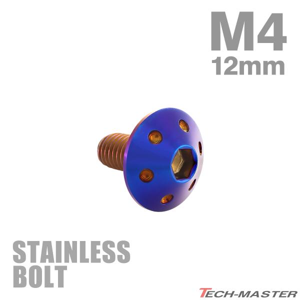 ステンレスボルト M4×12mm P0.7 ボタンボルト ホールヘッド 焼きチタンカラー TR007...