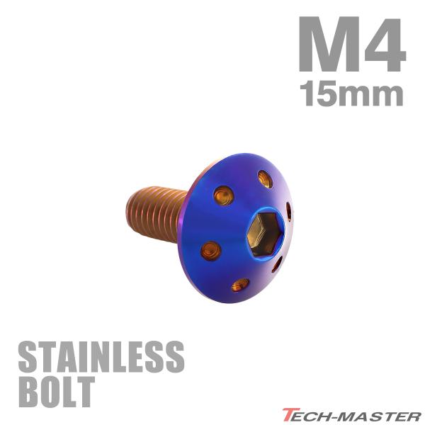 ステンレスボルト M4×15mm P0.7 ボタンボルト ホールヘッド 焼きチタンカラー TR007...
