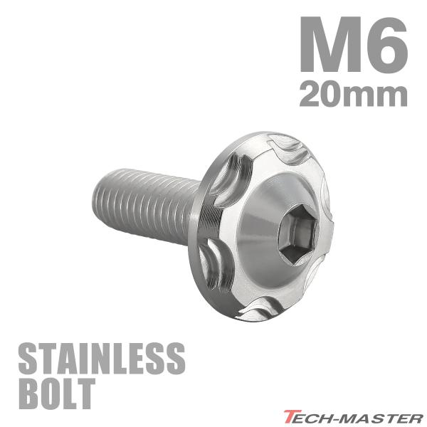 ステンレスボルト M6×20mm P1.0 ボタンボルト スノーヘッド シルバーカラー TR0263