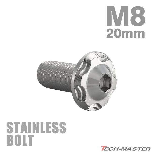 ステンレスボルト M8×20mm P1.25 ボタンボルト スノーヘッド シルバーカラー TR046...