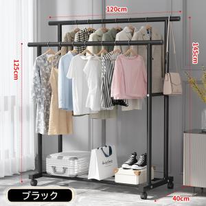 ハンガーラック 2段 頑丈 キャスター付き パ...の詳細画像1