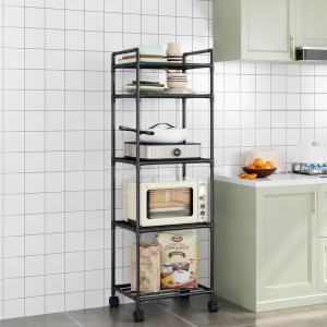 キッチンラック キャスター付き 5段 4段 レンジラック キッチン 棚 ラック 隙間収納 スリム レンジ台 炊飯器 省スペース 台所収納