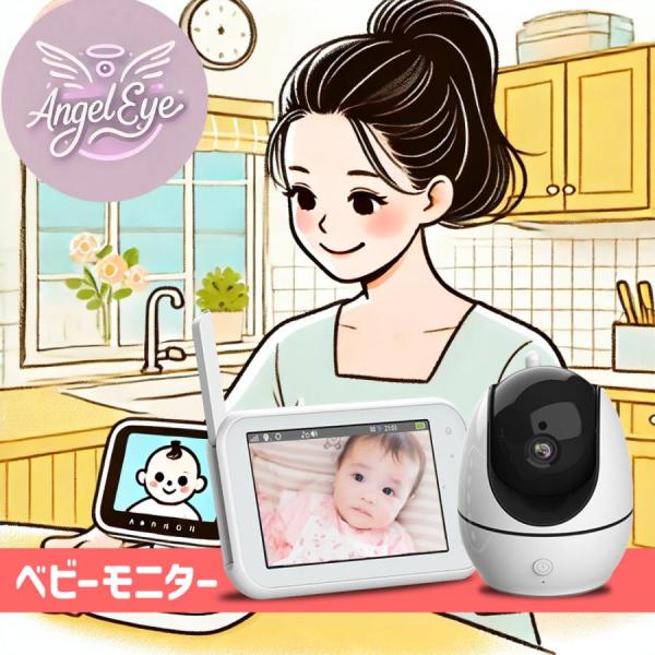 ベビーモニター 見守りカメラ wifi不要 ネット不要 温度センサー 子守唄 遠隔操作 モニター付き...