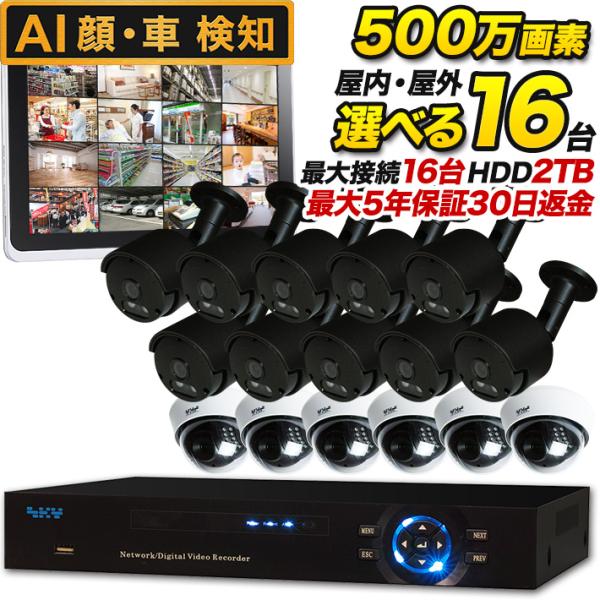 AI搭載 防犯カメラ 500万画素 赤外線暗視 レコーダーセット 屋外防水、屋内ドーム選べる監視カメ...