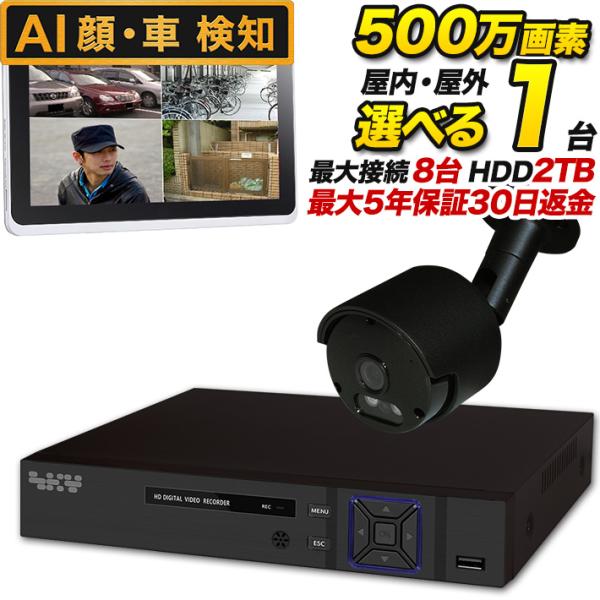 AI搭載 防犯カメラ 集音 マイク搭載 500万画素 赤外線暗視 レコーダーセット 屋外防水、屋内ド...