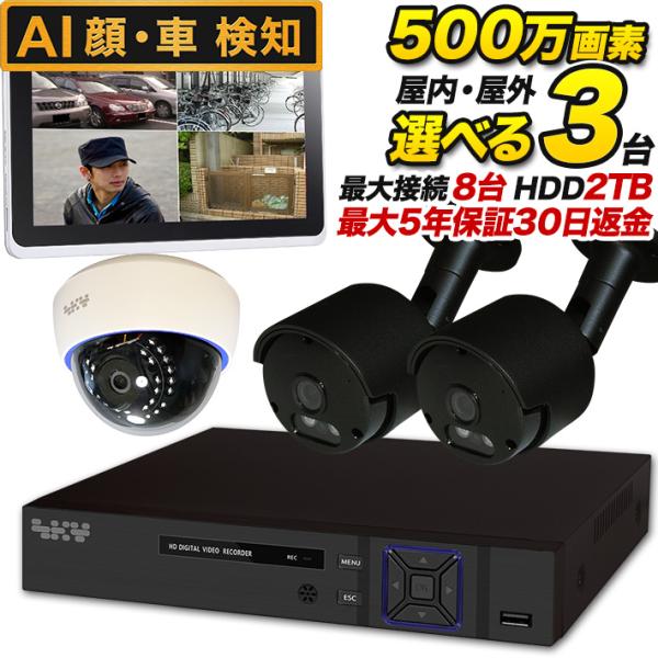 AI搭載 防犯カメラ 集音 マイク搭載 500万画素 赤外線暗視 レコーダーセット 屋外防水、屋内ド...