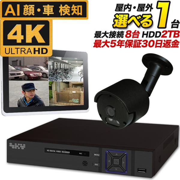 AI搭載 防犯カメラ 4K 800万画素 集音 マイク搭載 屋外用防水バレット型 屋内ドーム型 選べ...