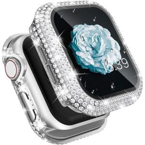 Apple Watch SE/6/5/4 40mm 対応ケース ガラスフィルム 一体型 保護フィルム付き クリスタルダイヤ付き アップルウォ｜tn19-store