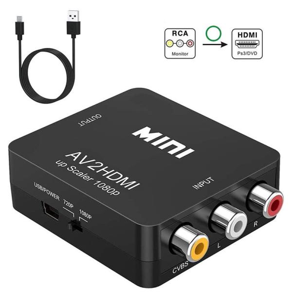 rca hdmi 変換コンバーター AV to HDMI 変換器 USBケーブル付き コンポジットを...
