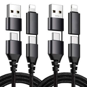 2本セット 1m4in1 充電ケーブル usb c ケーブル 3A 急速充電 PD60W 3in1 高速データ転送 自由組合 for i P｜tn19-store