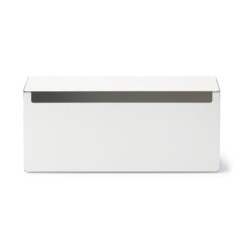 MUJI 無印良品 スチールタップ収納箱 フラップ式 ホワイトグレー 幅32×奥行10×高さ14cm...