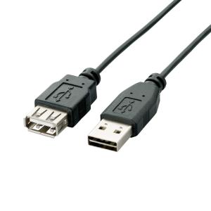 エレコム USBケーブル 延長 USB2.0 (USB A オス to USB A メス) リバーシブルコネクタ 1m ブラック U2C-DE10B