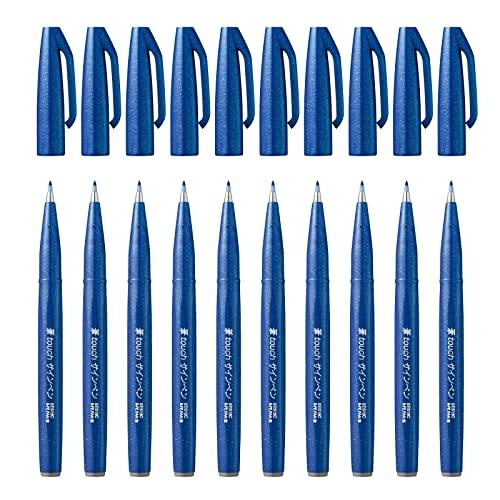 ぺんてる 筆タッチサインペン SES15C-C ブルー 10本セット