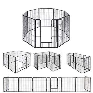 FEANDREA 犬 サークル 中大型犬用 ペットフェンス スチール製 全成長期使用可 室内外兼用 折り畳み式 組立簡単 ペットサークル パネル