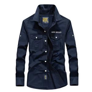 ミリタリーシャツ 長袖シャツ メンズ シャツ ロゴ 綿100