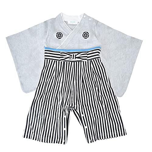 Aenak 男児袴ロンパース (杢グレー, 80)