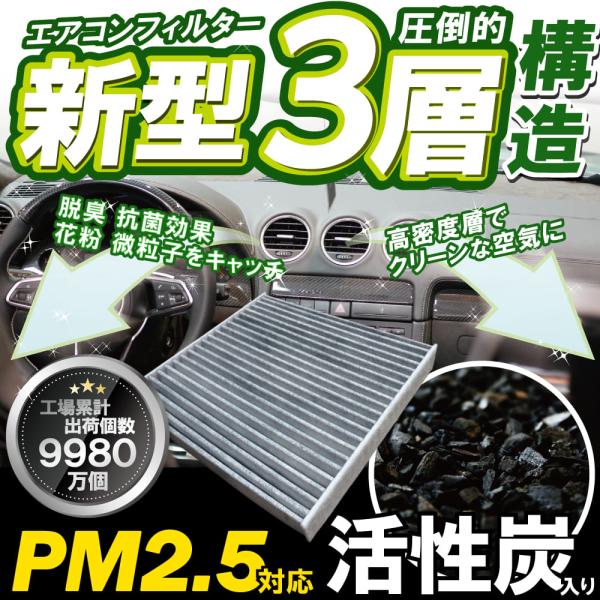エアコンフィルター 車 ダイハツ ミラ L250S 最強特殊3層