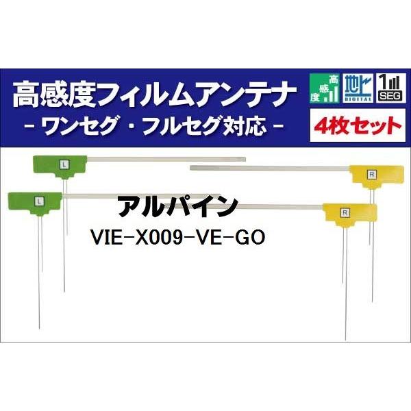 フィルムアンテナ 右2枚 左2枚 4枚 セット 地デジ ワンセグ フルセグ アルパイン ALPINE...