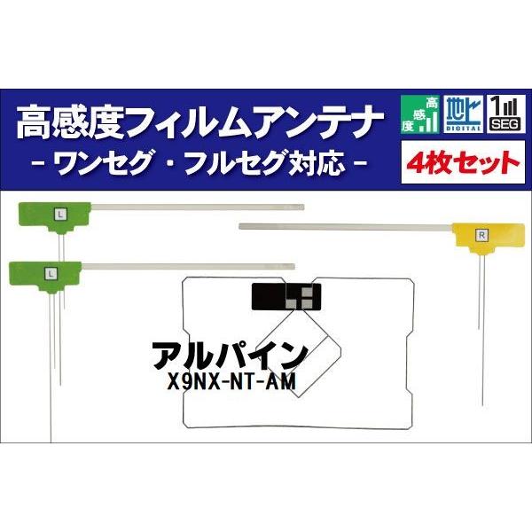 フィルムアンテナ アルパイン X9NX-NT-AM ナビ 対応 地デジ ワンセグ フルセグ GPS一...