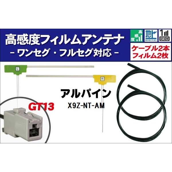 フィルムアンテナ 右1枚 左1枚 X9Z-NT-AM ナビ 対応 アルパイン ALPINE 用 地デ...