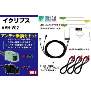 イクリプス ECLIPSE ナビ AVN-V02 VR1 端子 GPS一体型ケーブル & フィルムアンテナ & GPSフィルム & コード セット 地デジ ワンセグ フルセグ
