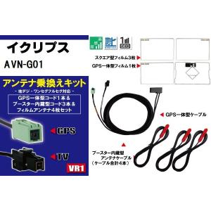 イクリプス ECLIPSE ナビ AVN-G01 VR1 端子 GPS一体型ケーブル & フィルムアンテナ & GPSフィルム & コード セット 地デジ ワンセグ フルセグ