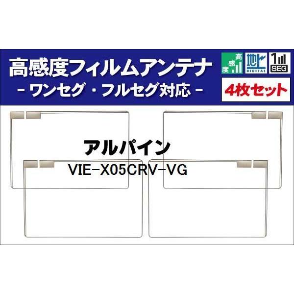 地デジ アルパイン ALPINE 用 フィルムアンテナ 右2枚 左2枚 4枚 セット VIE-X05...