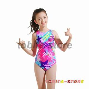 子供水着　女の子ワンピース水着　ビーチ用品 海水浴 水遊び パープル　オレンジ　ローズ　ガールズ スクール競泳水着 速乾撥水 水遊び　プール 水泳教室練習｜tobita-store