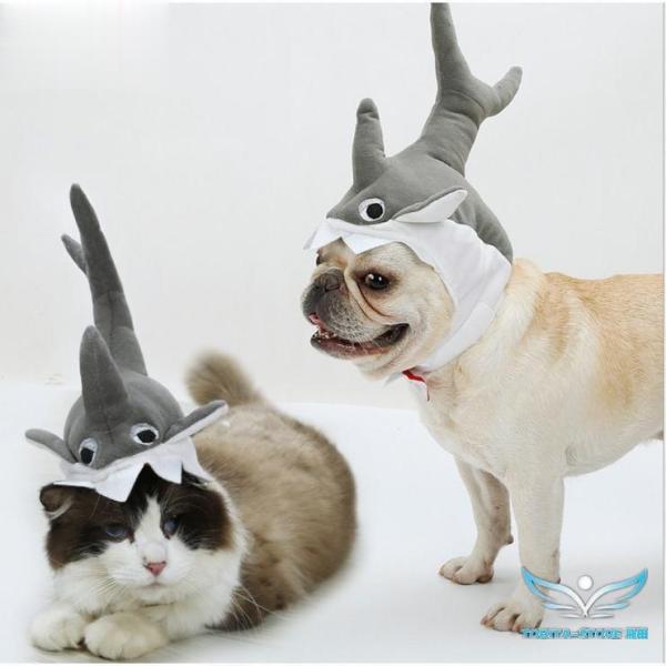 ペット用 ハロウィン サメ型帽子 コスプレ 衣装 アクセサリー  猫　犬　  変身着 ハロウィングッ...