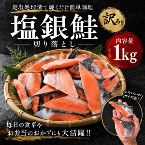 【人気商品組み合わせ自由】3点購入で1000円オフ！【訳あり】銀鮭 切り落とし 1kg 塩鮭 【塩分濃いめ】塩あり チリ産 銀鮭切身 鮭 切身 魚屋とび魚 gsk2609