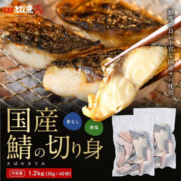 【国産】【無塩・骨なし】国産サバ 骨取り切り身 1.2kg (約30g×40切)  さば 鯖 塩焼き...
