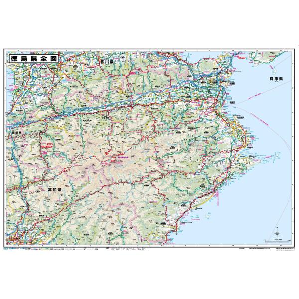 徳島県全図　A０判 営業戦略 会議室 オフィス インテリア 大判出力ポスター 壁貼り
